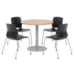 Olio Designs Round 42in Lola Dining Set - Maple Table - Black Chairs