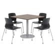 Olio Designs Square 36in Lola Dining Set - Teak Table - Black Chairs