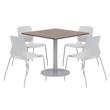 Olio Designs Square 36in Lola Dining Set - Teak Table - Gray Chairs