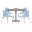 Olio Designs Square 36in Lola Dining Set - Teak Table - Sky Blue Chairs
