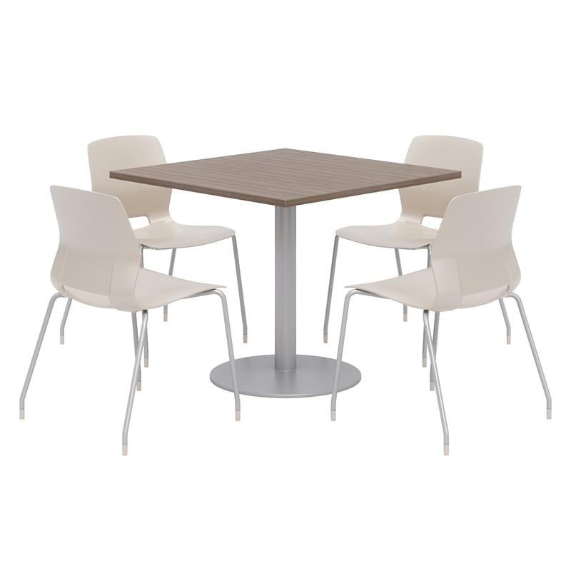 Olio Designs Square 36in Lola Dining Set - Teak Table - Moonbeam Chairs