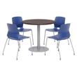 Olio Designs Round 42in Lola Dining Set - Espresso Table - Navy Chairs