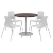 Olio Designs Round 42in Lola Dining Set - Espresso Table - Gray Chairs