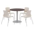 Olio Designs Round 42in Lola Dining Set - Espresso Table - Moon Chairs
