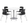 Olio Designs Square 36in Lola Dining Set - White Table - Black Chairs