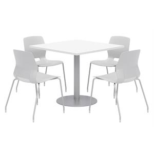Olio Designs Square 36in Lola Dining Set - White Table - Gray Chairs