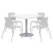 Olio Designs Square 36in Lola Dining Set - White Table - Gray Chairs