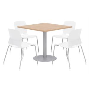 Olio Designs Square 42in Lola Dining Set - Maple Table - White Chairs
