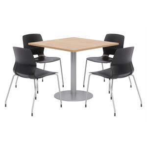 Olio Designs Square 42in Lola Dining Set - Maple Table - Black Chairs