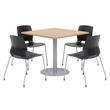Olio Designs Square 42in Lola Dining Set - Maple Table - Black Chairs