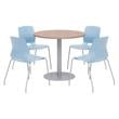 Olio Designs Round 42in Lola Dining Set - Cherry Table - Sky Blue Chairs