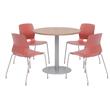 Olio Designs Round 42in Lola Dining Set - Cherry Table - Coral Chairs