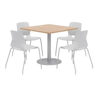 Olio Designs Square 42in Lola Dining Set - Maple Table - Gray Chairs