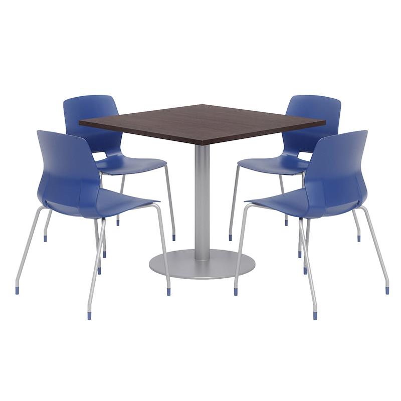 Olio Designs Square 42in Lola Dining Set - Espresso Table - Navy Chairs