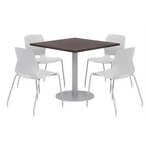 Olio Designs Square 42in Lola Dining Set - Espresso Table - Gray Chairs