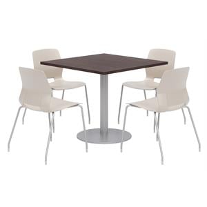 Olio Designs Square 42in Lola Dining Set - Espresso Table - Moon Chairs