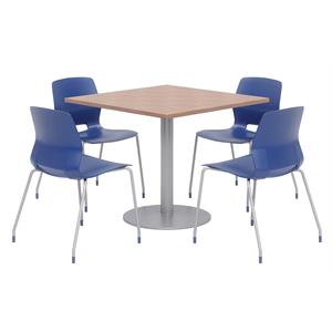Olio Designs Square 42in Lola Dining Set - Cherry Table - Navy Chairs