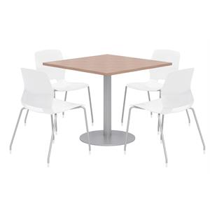 Olio Designs Square 42in Lola Dining Set - Cherry Table - White Chairs