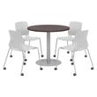 Olio Designs Espresso Round 36in Lola Dining Set - Gray Caster Chairs