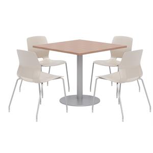 Olio Designs Square 42in Lola Dining Set - Cherry Table - Moon Chairs