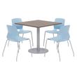 Olio Designs Square 42in Lola Dining Set - Teak Table - Sky Blue Chairs