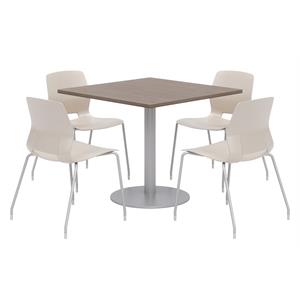 Olio Designs Square 42in Lola Dining Set - Teak Table - Moonbeam Chairs