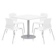 Olio Designs Square 42in Lola Dining Set - White Table - White Chairs