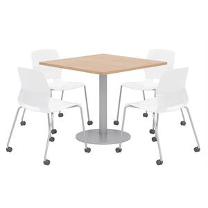 Olio Designs Maple Square 36in Lola Dining Set - White Caster Chairs