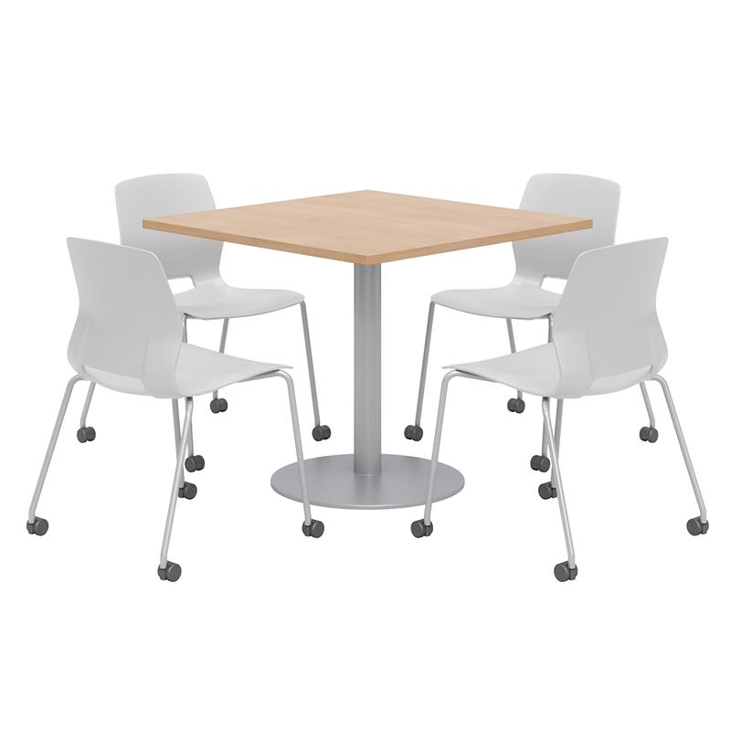 Olio Designs Maple Square 36in Lola Dining Set - Gray Caster Chairs