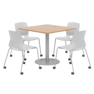 Olio Designs Maple Square 36in Lola Dining Set - Gray Caster Chairs