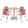 Olio Designs Maple Square 36in Lola Dining Set - Coral Caster Chairs