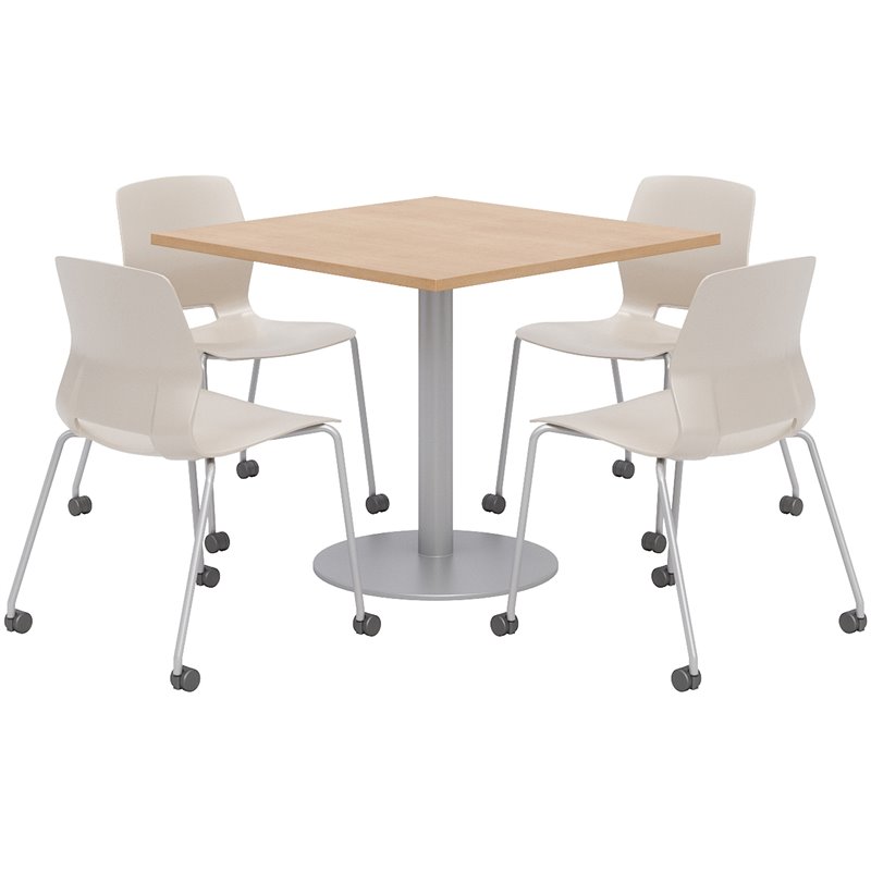 Olio Designs Maple Square 36in Lola Dining Set - Moonbeam Caster Chairs