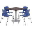 Olio Designs Espresso Square 36in Lola Dining Set - Navy Caster Chairs