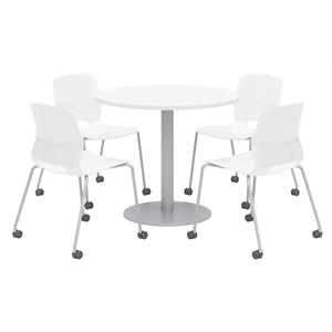 Olio Designs White Round 36in Lola Dining Set - White Caster Chairs