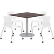 Olio Designs Espresso Square 36in Lola Dining Set - White Caster Chairs