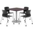 Olio Designs Espresso Square 36in Lola Dining Set - Black Caster Chairs
