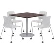 Olio Designs Espresso Square 36in Lola Dining Set - Gray Caster Chairs
