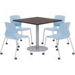 Olio Designs Espresso Square 36in Lola Dining Set - Blue Caster Chairs