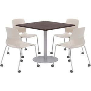 Olio Designs Espresso Square 36in Lola Dining Set - Moon Caster Chairs