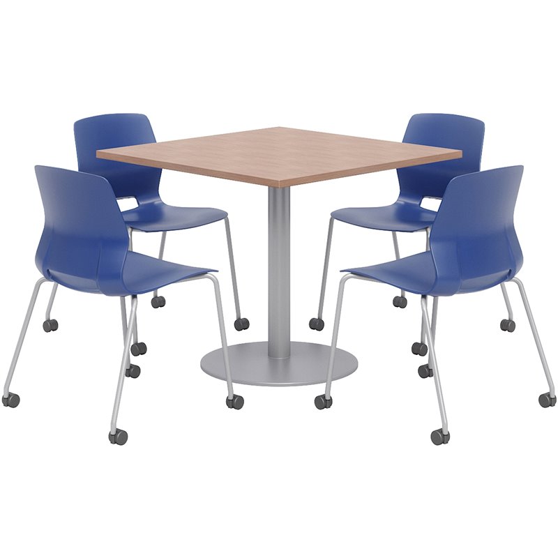 Olio Designs Cherry Square 36in Lola Dining Set - Navy Caster Chairs