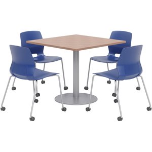 Olio Designs Cherry Square 36in Lola Dining Set - Navy Caster Chairs