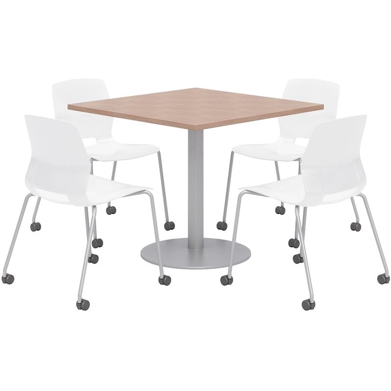Olio Designs Cherry Square 36in Lola Dining Set - White Caster Chairs