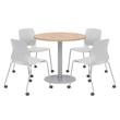 Olio Designs Maple Round 42in Lola Dining Set - Gray Caster Chairs