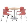 Olio Designs Maple Round 42in Lola Dining Set - Coral Caster Chairs
