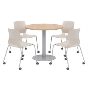 Olio Designs Maple Round 42in Lola Dining Set - Moonbeam Caster Chairs