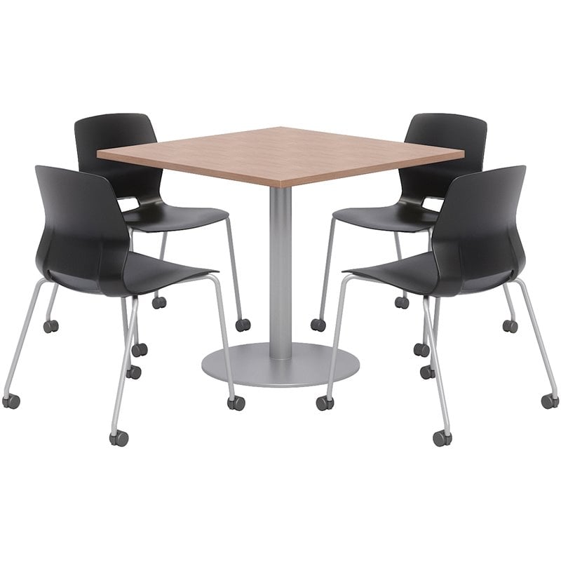Olio Designs Cherry Square 36in Lola Dining Set - Black Caster Chairs