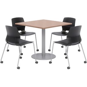 Olio Designs Cherry Square 36in Lola Dining Set - Black Caster Chairs