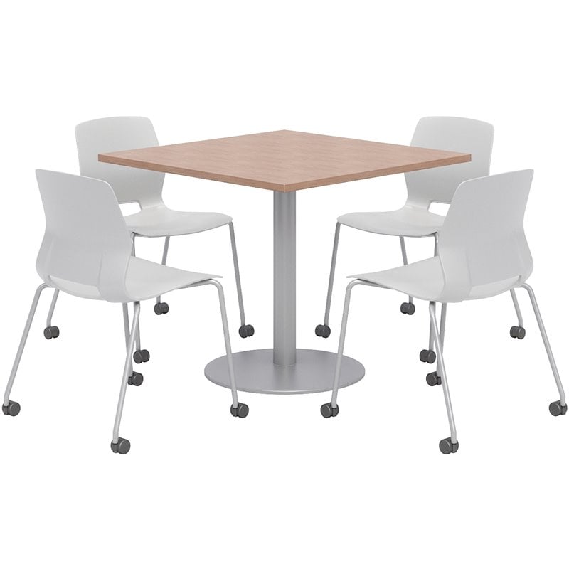 Olio Designs Cherry Square 36in Lola Dining Set - Gray Caster Chairs