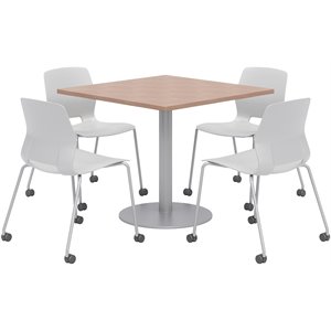 Olio Designs Cherry Square 36in Lola Dining Set - Gray Caster Chairs