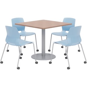 Olio Designs Cherry Square 36in Lola Dining Set - Blue Caster Chairs